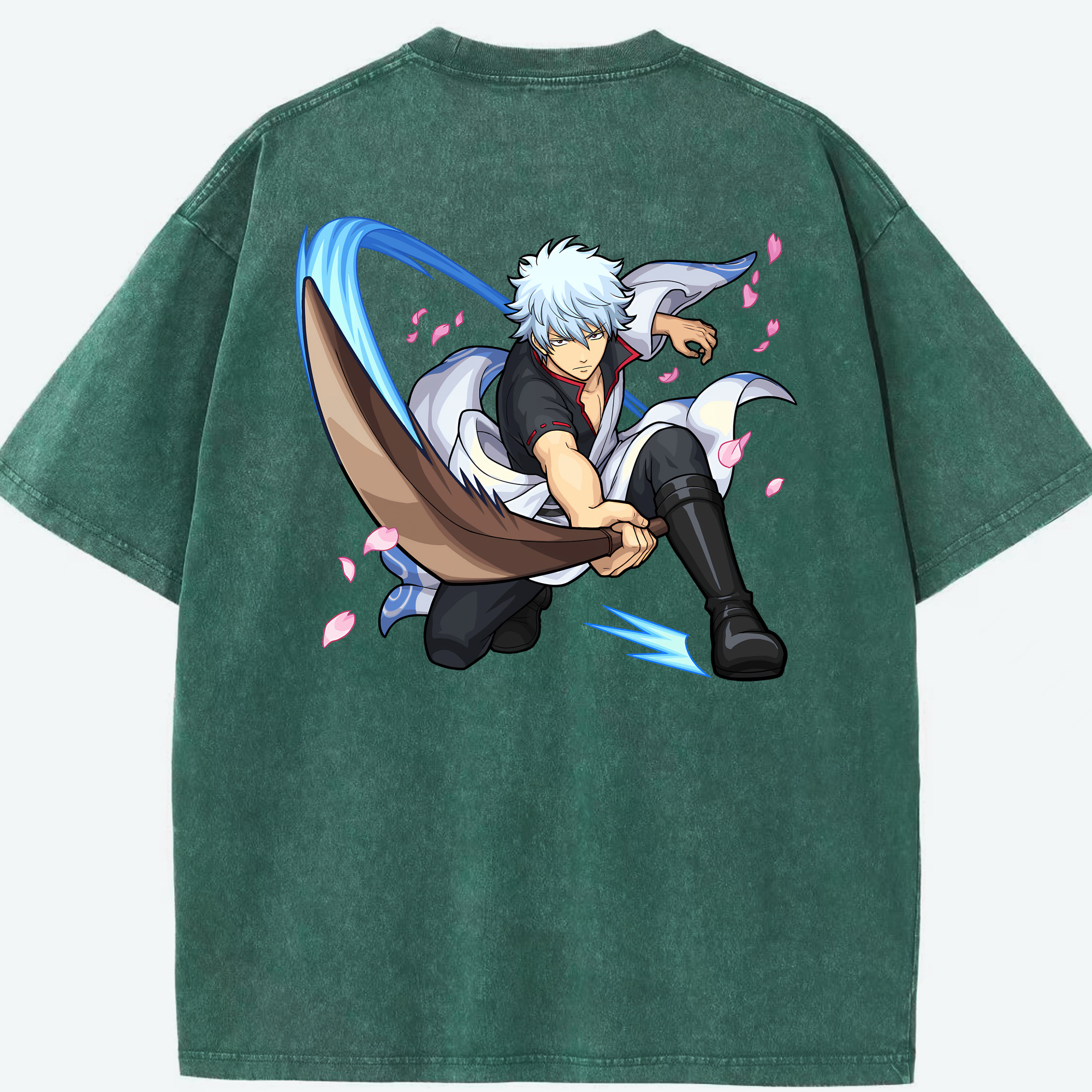 （画像用） ぎんたま 坂田銀時（さかたぎんとき） 神楽 志村新八（しむら しんぱち） GINTAMA Sakata Gintoki Kagura Shimura Shinpachi 綿100% ヴィンテージ風 半袖Tシャツ（背面プリント）